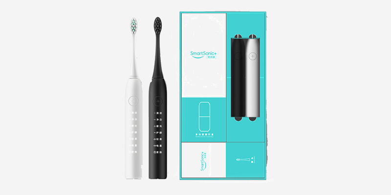 同同家 情侣电动牙刷套装充电式声波自动牙刷 两支礼品家庭装 黑色白色防水