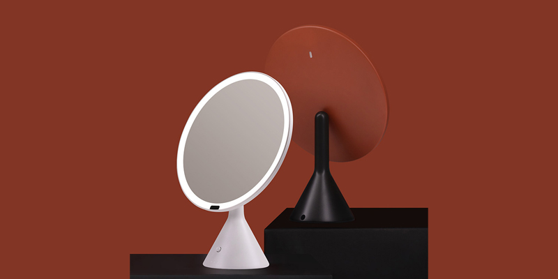 MUID-OA智能大圆镜 创意便携带灯折叠化妆镜 单面台式补妆打光镜